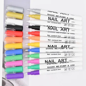 12 Renkler Nail Art Graffic Kalem Renkli Çizim Hattı Jel Lehçe Liner Fırça Boyama Akrilik Aksesuarları Manikür Dekorasyon Aracı