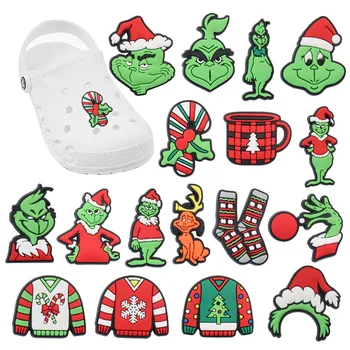 1-17 ADET Noel Baba PVC Ayakkabı Takılar Santa Şapka Çorap Elk Kazak şekerlik Croc Jıbz Toka Fit Bilekliği Noel Tatil Hediye