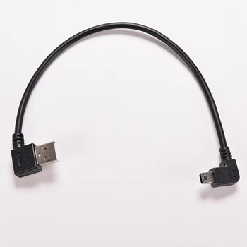 Mini USB Veri Kablosu 25cm Sağ Açı USB 2.0 A Erkek Mini USB 5 Pin Sol Açı Erkek kablo kordon adaptörü Konektörü