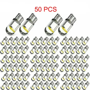 50 ADET COB LED ampuller T10 194 168 W5W 2825 Plaka İç Ampuller Beyaz Araba ve Kamyon Aydınlatma Aksesuarları