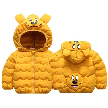 Kış Bebek Aşağı pamuklu ceket Kış 2021 Yeni Moda Sevimli Karikatür Ceket Erkek Kız Kapşonlu Sıcak çocuk Giyim 1-5y