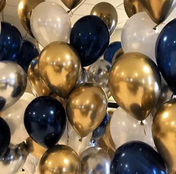 20 adet Metal Altın Gümüş Balonlar Mürekkep Mavi Lateks Balon Düğün Doğum Günü Partisi Dekorasyon Festivali Kutlama Malzemeleri Hava Topu