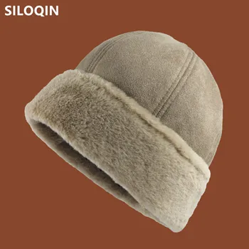 SILOQIN 2021 Kış Erkek Kadın Artı Kadife Kalınlaşmak bere şapka Katlanabilir Sıcak Earmuffs Kap Yıkanabilir Moda Hip Hop Çift Kayak Kapaklar