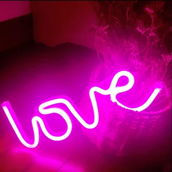 LED Aşk Kalp Işareti Neon ışık Duvar Sanatı Işareti Gece Lambası Noel Partisi Düğün doğum günü hediyesi Duvar Asılı Neon Lamba Ev masa süsü