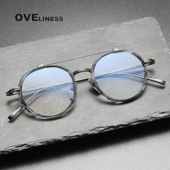 Erkek 2022 Yeni Retro Yuvarlak Reçete Miyopi Gözlük kare Kadın Vintage için Gözlük Kare Optik asetat Titanyum Gözlük