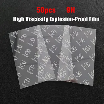 50 Adet 9H Patlamaya dayanıklı koruyucu film Düz Ekran Yüksek Viskoziteli Hidrojel Film lazer kesme makinesi 8 inç PET Malzeme
