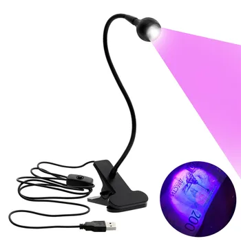 USB LED masa lambası Mini Clip-on Esnek parlak LED UV Lambası Ayarlanabilir Tutkal Tırnak Kurutucu Nakit Ürün Dedektörü Anahtarı ile