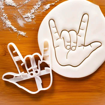 Seni seviyorum Kalp El Hareketi Dıy Beyaz Plastik kurabiye kesici Fondan Kalıpları Pişirme Aksesuarları Dekorasyon Aracı Kek Kalıbı