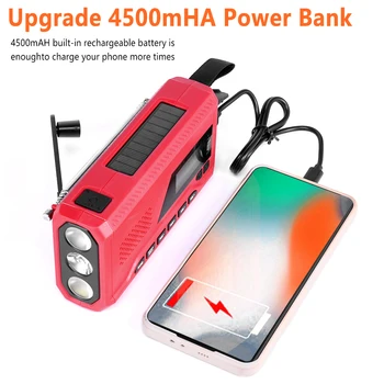 Çok fonksiyonlu El Krank Radyo USB Şarj Plastik Taşınabilir Acil Radyo SOS Alarm LED El Feneri ile 1.7 İnç LCD Ekran
