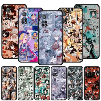 Anime Genshin Darbe Telefon Kapak İçin Xiaomi Mi 11T 10T 9T 11X 11 Pro 11i 10S 10 9 Lite 9 SE Case Arka Silikon Siyah Kabuk Fundas