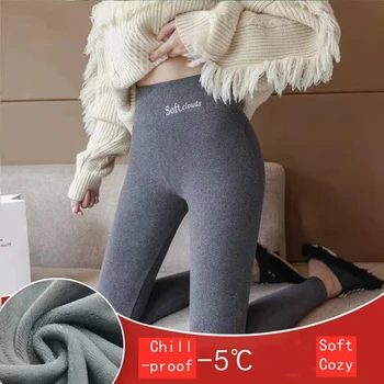 Kış kadın Kalınlaşmak Yumuşak Sweatpants Tayt Polar Astarlı Elastik Ayak Bileği uzunlukta Pantolon Rahat Yüksek Bel Sıcak Tayt Pantolon