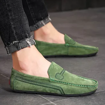 Tasarım ayakkabı Erkekler Zapatos De Hombre Slip-On deri ayakkabı Rahat Erkek Ayakkabı Yetişkin Yeşil Sürüş Mokasen Yumuşak kaymaz Loafer'lar