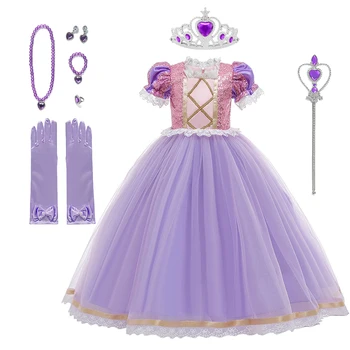 Kız Elbise Sophia Rapunzel Prenses Elbiseler Kızlar için Çocuklar Zarif Doğum Günü Partisi Cosplay Elbise Çocuk Sofya Giyim 3 8 9 1