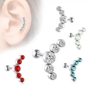 1 Adet kristal cevheri Kulak Tragus Yüzük 16G Paslanmaz çelik Çubuk Kulak Piercing Kıkırdak Helix Piercing Kadın Erkek göbek takısı