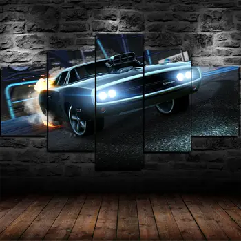 Hızlı ve Öfkeli Süper Spor Araba 5 Parça duvar sanatı Tuval Posterler Resimleri ıçin Oturma Odası Ev Dekor Resimleri Dekorasyon