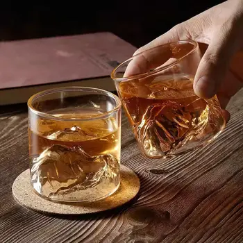200 / 300ml viski bardağı es Japonya 3D Dağ Fuji viski bardağı Buzul Viski Kaya Gözlük Viski cam Votka Bardak şarap kadehi
