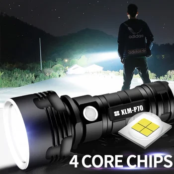 Süper Güçlü LED El feneri L2 XHP50 Taktik Torch USB Şarj Edilebilir Linterna Su Geçirmez Lamba Ultra Parlak Fener Kamp
