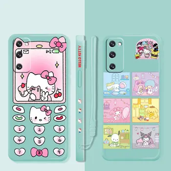 Hello Kitty Kuromi Aile Sıvı Şeker Kılıf Samsung Galaxy S22 S21 S20 FE Ultra S10 S9 S8 Artı S10e Not 20 10 Lite