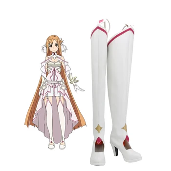 Sword Art Online Asuna tanrıçası Oluşturma Stacial Cosplay Çizmeler Beyaz Yüksek Topuk Ayakkabı Custom Made Unisex için