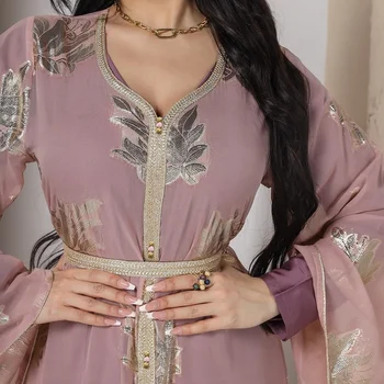 Müslüman Moda Abaya Dubai Türkiye Kaftan Elbise Dashiki Baskı Maxi Elbise Uzun Kollu Kimono Djellaba Femme Marocaine Vestidos
