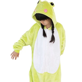 Çocuk Çocuklar Hayvan Kostüm Cosplay Kurbağa Cadılar Bayramı Anime Kapşonlu Onesie Kostümleri Tulum Erkek Kız Pijama
