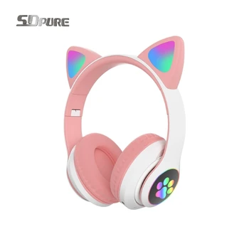 SDpure Yeni Kedi Kulak Bluetooth kulaklık yanıp sönen ışık 5.0 Kablosuz Spor ve Eğlence Kulaklık Bluetooth Kulaklıklar