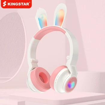 Sevimli Tavşan Kulak Kulaklık LED Parlayan kablosuz bluetooth 5.0 mikrofonlu kulaklıklar Çocuk Kız Stereo Kulaklık Çocuk Hediyeler için