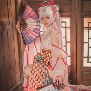 Onmyoji cosplay kostüm Shiranui Ali kimono Taizhengfeng kostüm kadın anime peruk takunya Cadılar Bayramı cosplay kostümleri