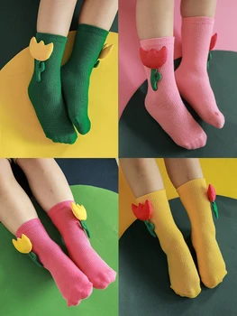 Kızlar El Dikişli Çiçek Örme Çorap Yaz Yeni Sevimli Orta Tüp Çorap Bebek Nefes Elastik Cilt Dostu Çorap