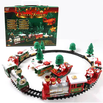 Işıklar Ve Sesler Noel Tren Seti demiryolu rayı Oyuncaklar Noel Tren Hediyeler Oyuncaklar Çocuklar İçin doğum Günü Partisi noel hediyesi için Çocuk