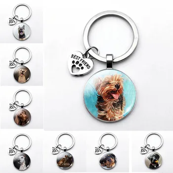 Sevimli Köpek Anahtarlık Shiba Inu Köpek Resim Anahtarlık Cam Cabochon Kolye Metal Halka Anahtarlık Köpek Erkekler Ve Kadınlar Sevgilisi Hediye