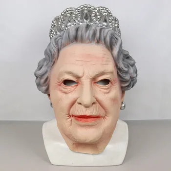 Cadılar bayramı Partisi Kraliçe Lateks Maske Sahne Performansı Sahne Çünkü İngiliz Kraliçe Maske Kraliçe Başlık Cosplay Maske