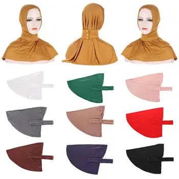 2022 Yeni Hazır Giyim çıtçıt Müslüman Başörtüsü Kadınlar için Tam Kapak Başkanı Wrap İslam Türban Kaput başörtüsü Eşarp Turbante Mujer