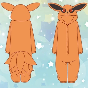 Anime Kurama Dokuz Kuyruklu Tilki Pijama Unisex Cosplay Kostüm Flanel Ev Pijama Tulumlar Flanel Gecelik Cosplay Takım Elbise