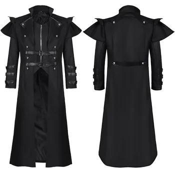 ERKEK Ortaçağ Elbise Cosplay Korsan Kostümleri Ceket Ceket Victoria Gotik Giyim Steampunk 
