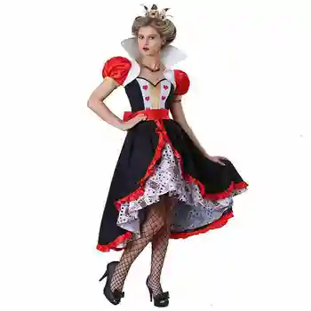 Yetişkin Kadın Seksi Queen of Hearts Alice İn Wonderland Hikaye Kitabı Ve Fairytale Cosplay Giyim Karnaval Parti Cadılar Bayramı Kostüm