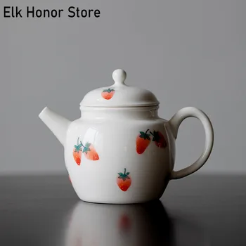 90ml Butik Saf El boyalı Çilek Sanat seramik demlik Tek çay makinesi Pot Filtre Deliği İle Ev Kung Fu çay seti