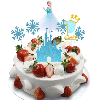 13 adet / takım Dondurulmuş Elsa Prenses Tema Kek Dekorasyon Cupcake Toppers Kek Bayrağı Kız Doğum Günü Partisi Dekorasyon Kek Malzemeleri