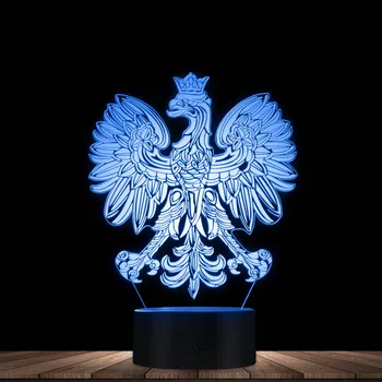 Lehçe arması Polska 3D optik Illusion USB ışık ev dekor vatansever lehçe kartal Falcon LED yenilik masa gece lambası