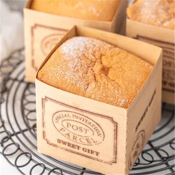 Gıda Sınıfı Kraft Kağıt Cupcake Kağıt Bardak Fransız Pişirme Fırını Şifon Kek Bardak Yağa Dayanıklı Vintage Tatlı Kek Pişirme Paketi Kutuları