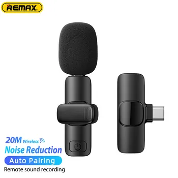 Remax Kablosuz Canlı Akışı İçin Mikrofon Mini Klip Kayıt Video Açık Gürültü Azaltma İçin iPhone ve Android Telefon