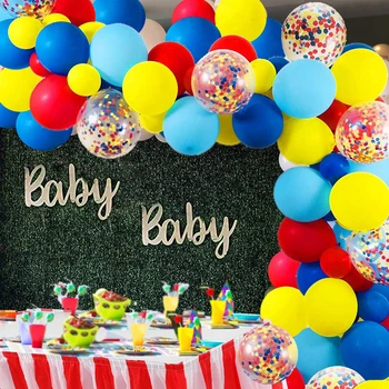 Karnaval Sirk Balon Kemer Garland Kiti Kırmızı Mavi Sarı Lateks Konfeti Balon Bebek Duş Düğün Doğum Günü Partisi Süslemeleri
