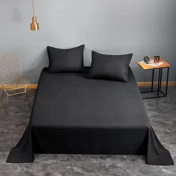 Bonenjoy 1 adet yatak çarşafı Siyah Çift/Kraliçe/king-size yatak çarşafı Düz Renk Düz Levha Yetişkin sac setleri (Yastık Kılıfı)