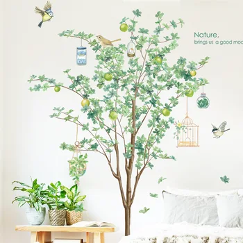 Bitki Vinil Duvar Sticker Çocuk Odası Ev Dekor İçin Ağaç Arka Plan Duvar Dekor Oturma Odası Yatak Odası duvar kağıdı çıkartmaları