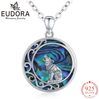 Eudora Yeni 925 Ayar Gümüş Kurt Kolye Renkli Abalone Shell Kolye Moda Narin Takı Erkek Kadın Parti Hediye