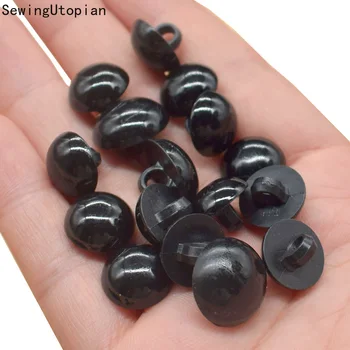 50 ADET Sevimli Mantar Şekli Siyah Düğme Dikiş Düğmeleri Scrapbooking için Kullanılabilir Hayvan Gözler Konfeksiyon Aksesuar