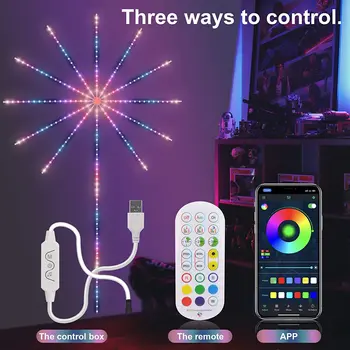 Havai fişek Gece Lambası RGB Müzik Ses Sync Bluetooth APP LED Şerit Sihirli Renk Ortam ışığı Ev yatak odası dekoru Armatür Hediye