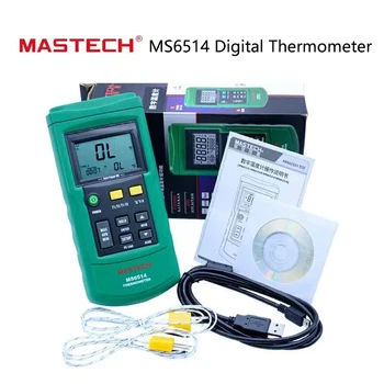 MasTech MS6514 Çift kanallı Dijital Termometre Sıcaklık Test Cihazı USB Arayüzü Termokupl Sıcaklık Sensörü Probu