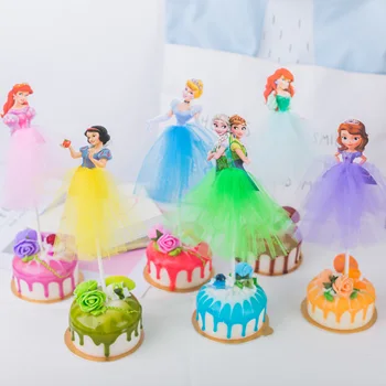 1 adet / grup Disney Dondurulmuş Elsa Prenses Doğum Günü Partisi Dekoru Çocuk Kek Topper Kızlar İçin Mutlu Doğum Günü Partisi Kek Aracı Malzemeleri