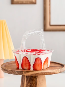StoBag 50 adet Şeffaf Yoğurt Ambalaj Kutuları Kolu Doğum Günü Partisi Mus Kek Meyve Dekorasyon Hediye yemek kabı